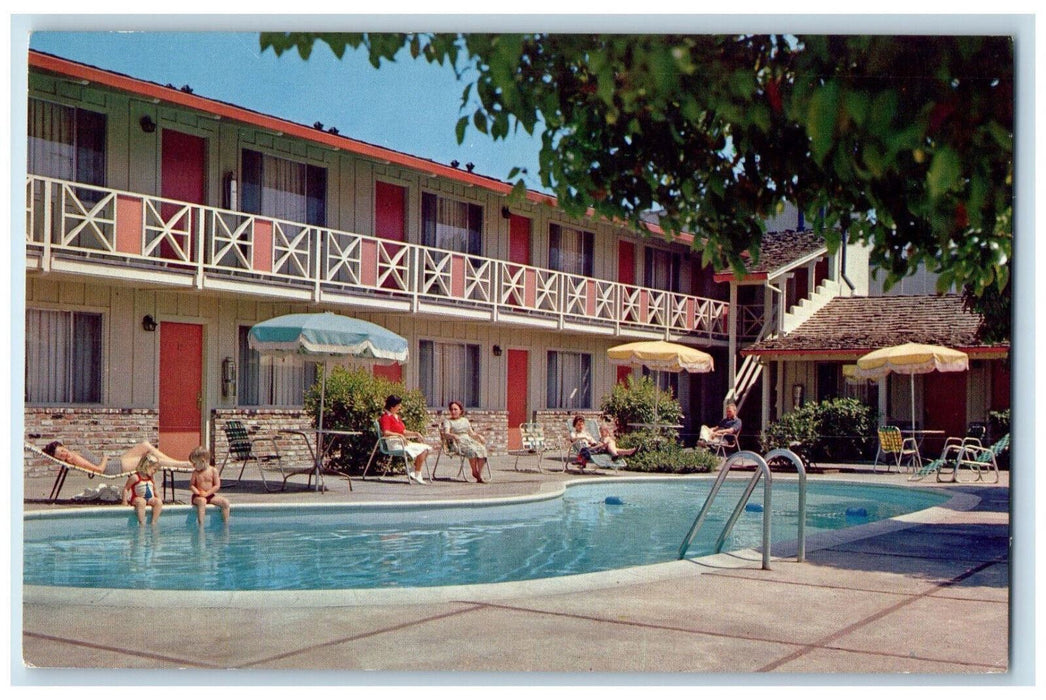 View Of Country Inn Motel Rooms Swimming Pool Palo Alto California CA Postcard
