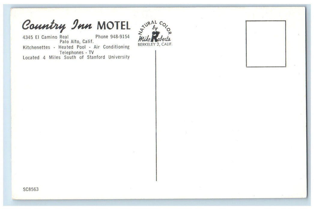 View Of Country Inn Motel Rooms Swimming Pool Palo Alto California CA Postcard