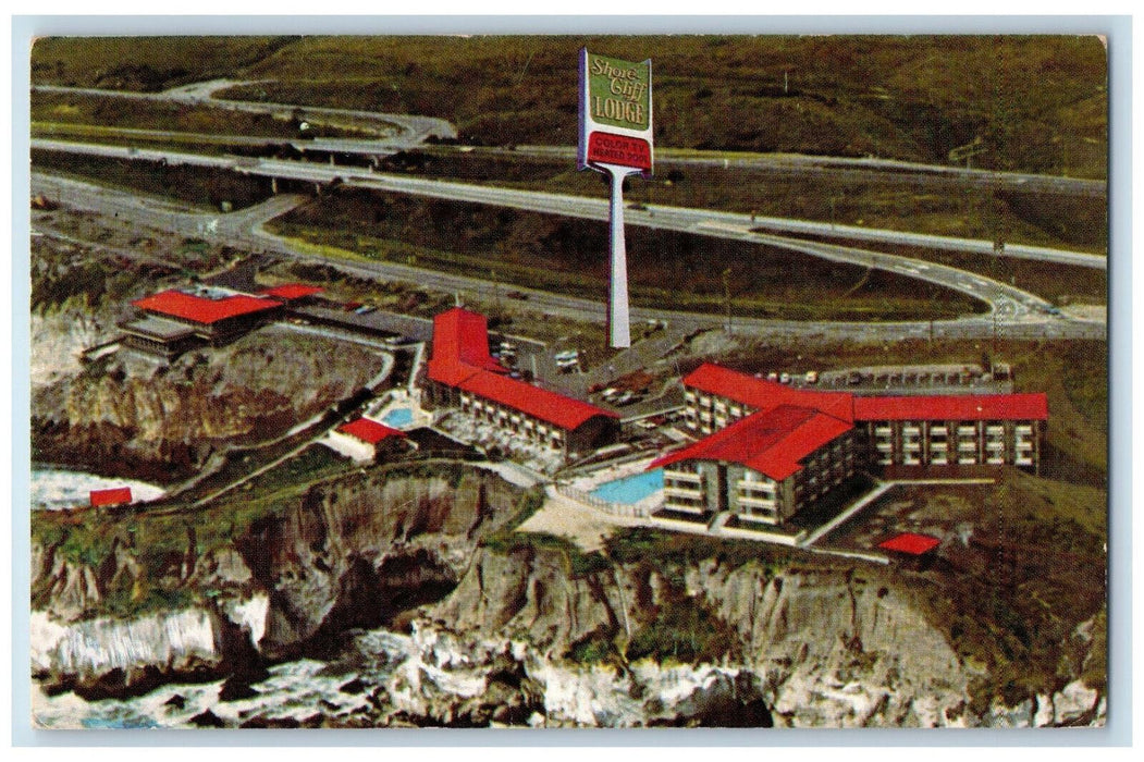 1978 Bird's Eye View Shore Cliff Lodge & Inn Pismo Beach California CA Postcard