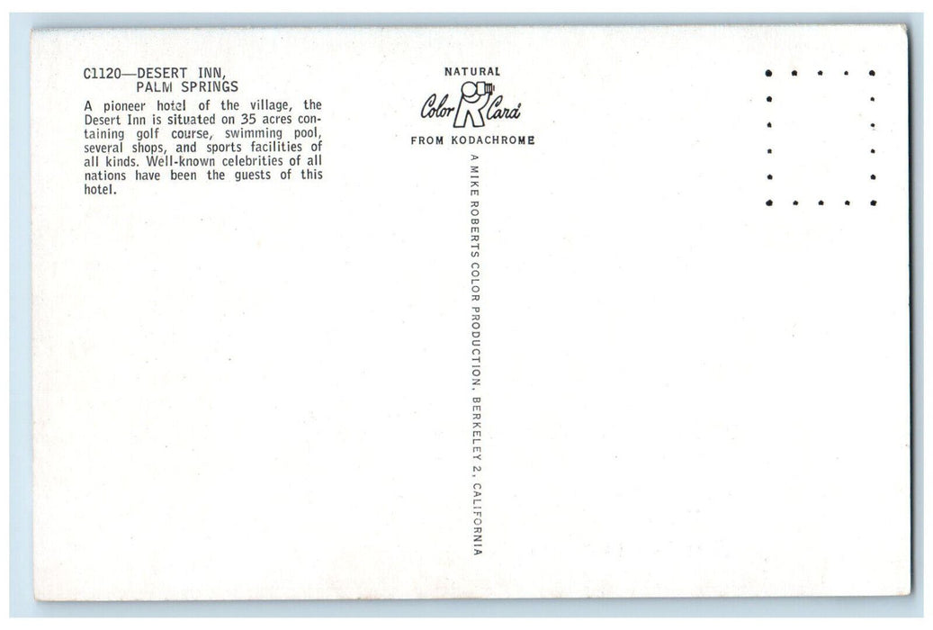 Entrance To Desert Inn Motel Car-lined Palm Springs California CA Postcard