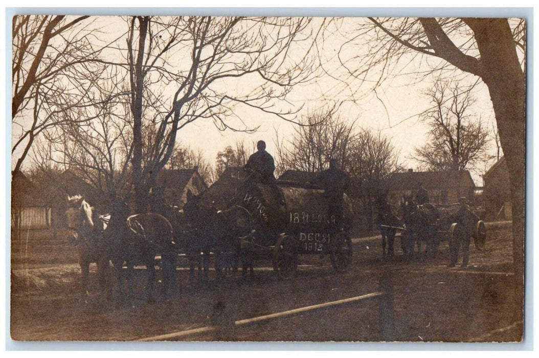 1912 New Years Logging Occupation Horse Wagon RPPC Photo Unposted Postcard