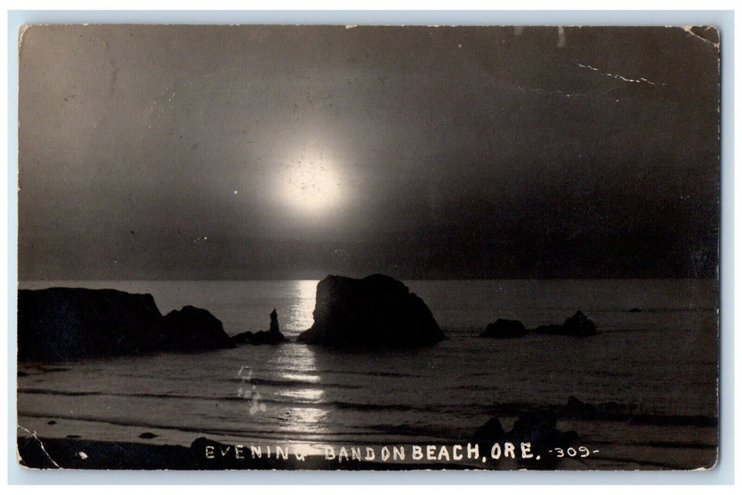 1911 Evening Scene Bandon Beach Coos County Oregon OR RPPC Photo Posted Postcard