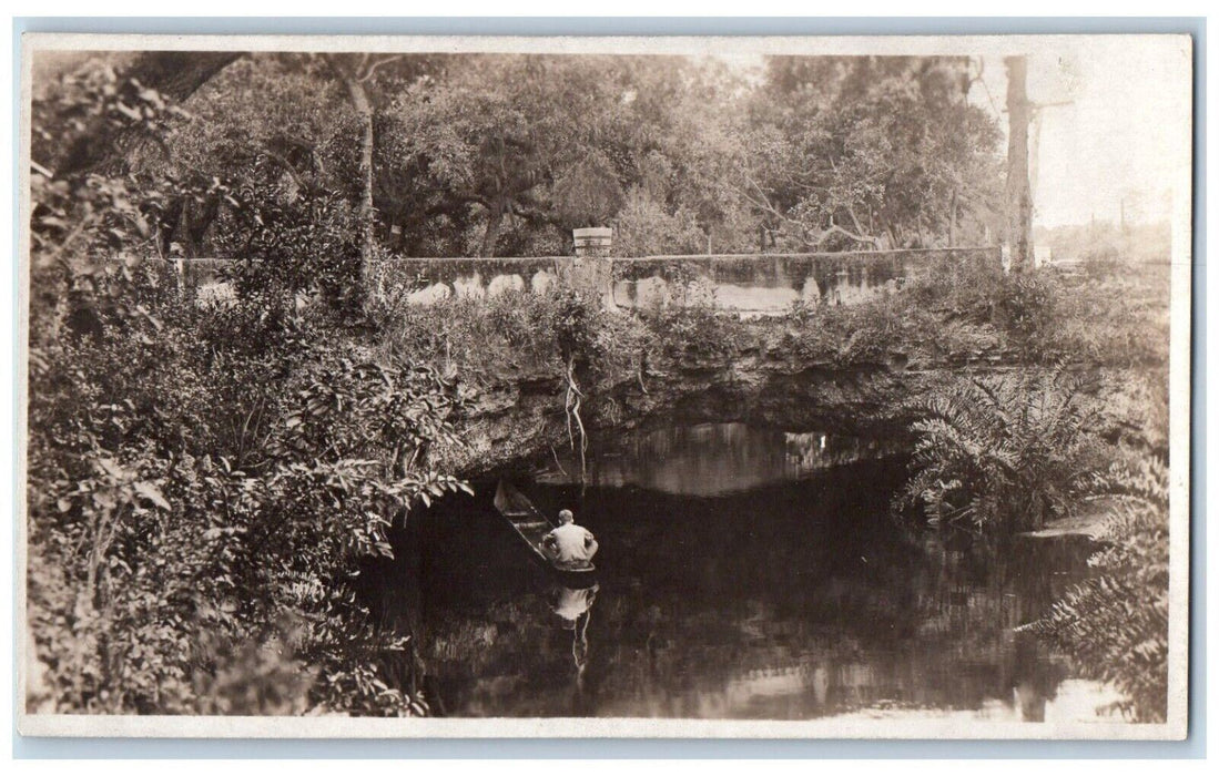 c1920's Natural Bridge Canoe North Of Lemon City Florida FL RPPC Photo Postcard