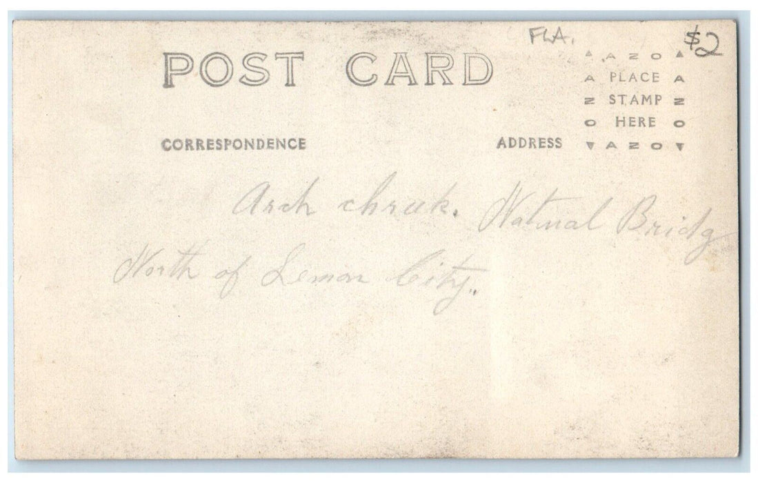 c1920's Natural Bridge Canoe North Of Lemon City Florida FL RPPC Photo Postcard