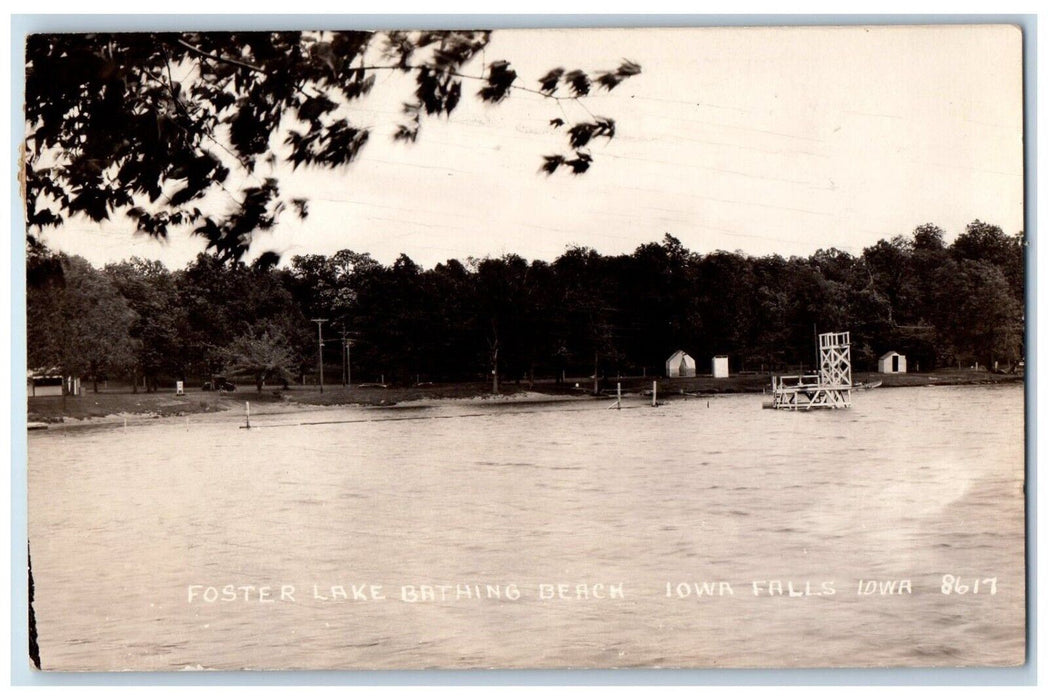 1930 Foster Lake Bathing Beach Swimming Iowa Falls IA RPPC Photo Postcard