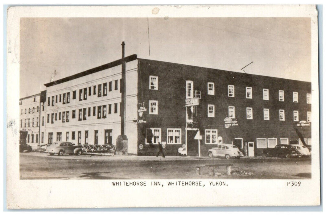 1925 Whitehorse Inn Barber Beauty Shop Yukon Canada RPPC Photo Posted Postcard