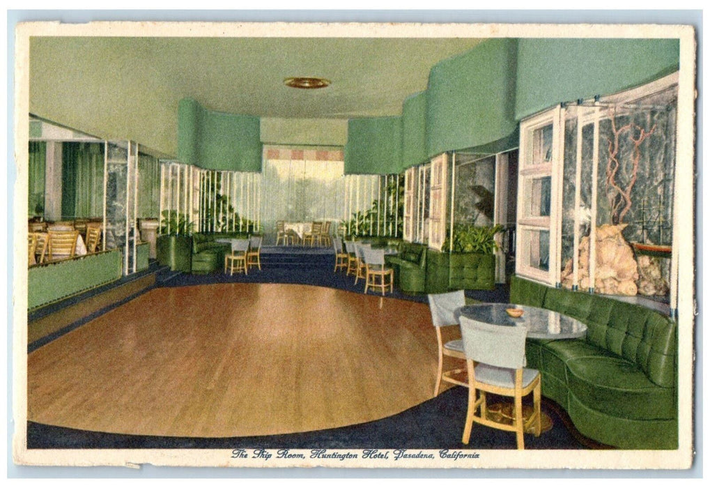The Ship Room Huntington Hotel Interior Scene Pasadena California CA Postcard