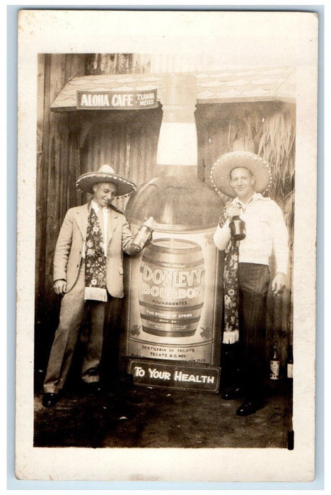 c1920's Candid Aloha Cafe Sombrero Don Levy Tijuana Mexico RPPC Photo Postcard