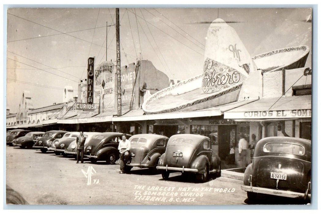 c1940's El Sombrero Curios Shop Tijuana Mexico RPPC Photo Unposted Postcard