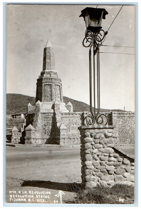 c1940's Revolution Statue Tijuana Mexico RPPC Photo Unposted Postcard