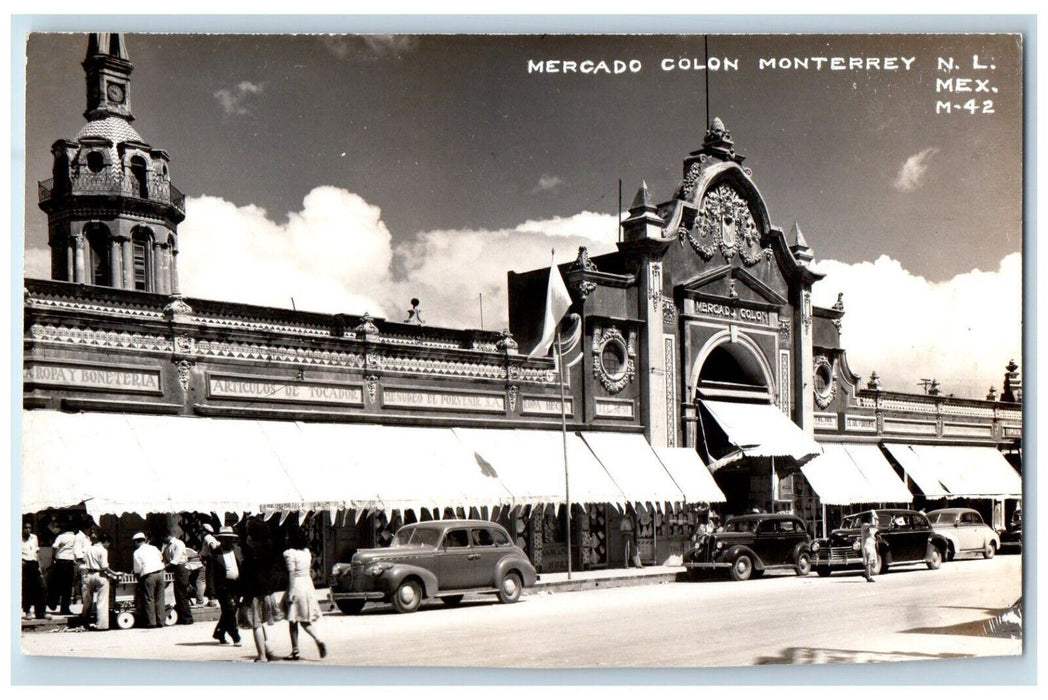 c1940's Mercado Colon Market Monterrey Mexico RPPC Photo Unposted Postcard