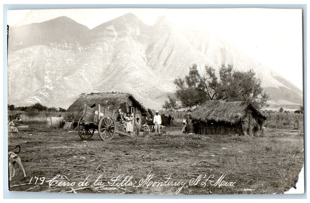 c1940's Hill Of The Litta Family Dog Child Monterrey Mexico RPPC Photo Postcard