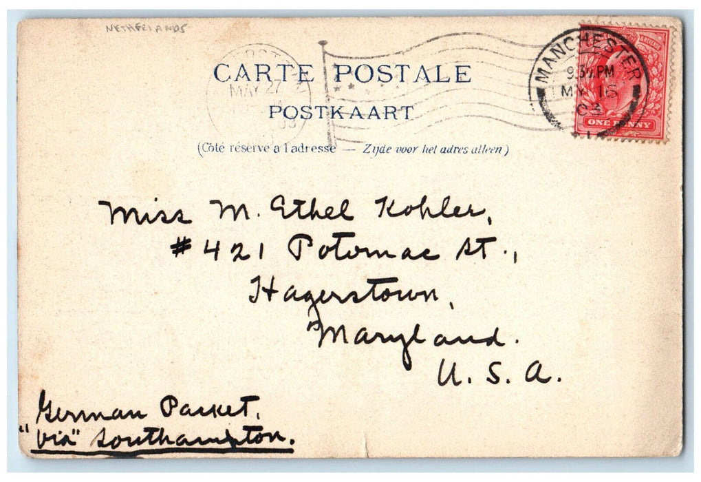 1903 La Gare Da Luxembourg Braxelles Netherlands Antique Posted Postcard
