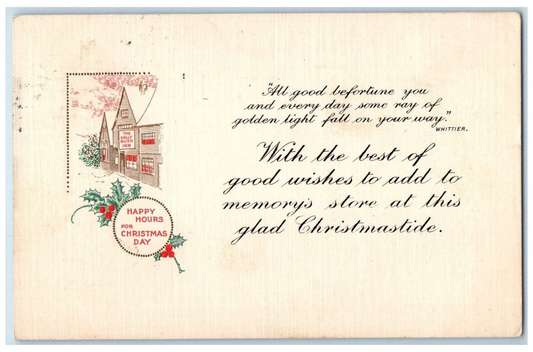 c1910's Christmas The Holly Brush Inn Hotel Berries Williamstown VT Postcard