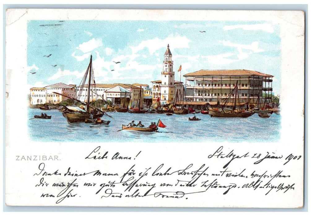1901 Apartment Gtrabe and Sausnummer Zanzibar Boating Unguja Tanzania Postcard