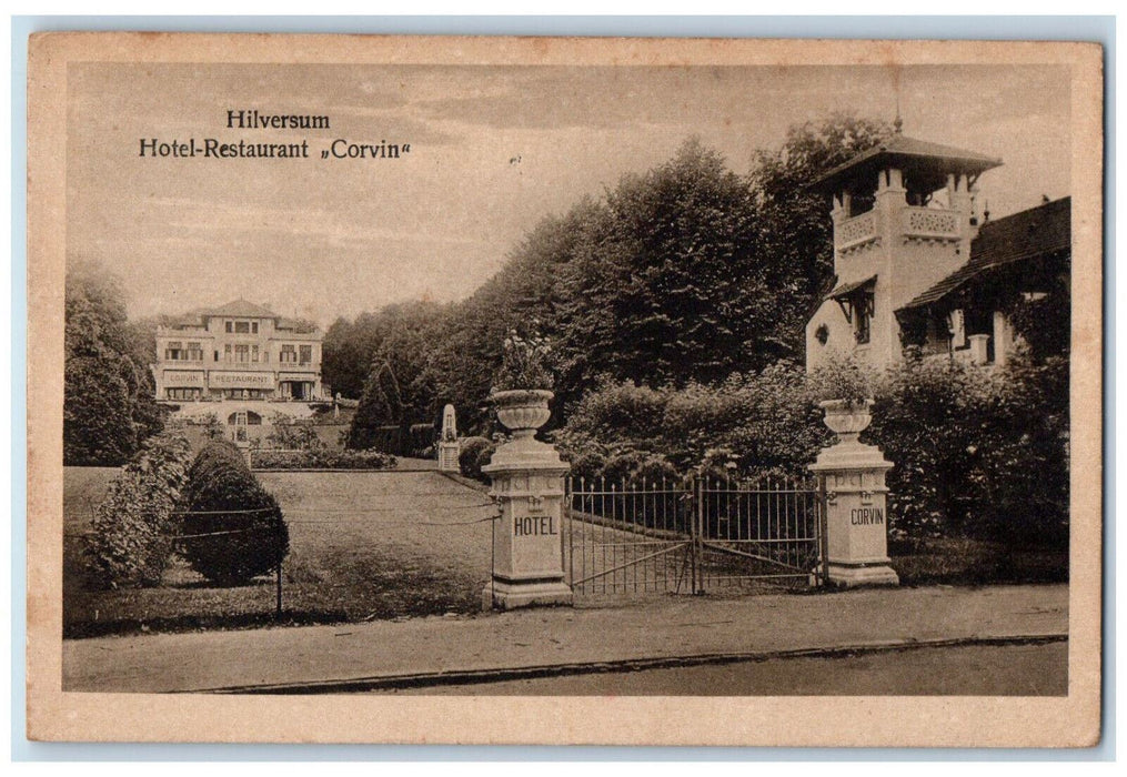 1921 Hilversum Hotel-Restaurant Corvin Netherlands Posted Antique Postcard