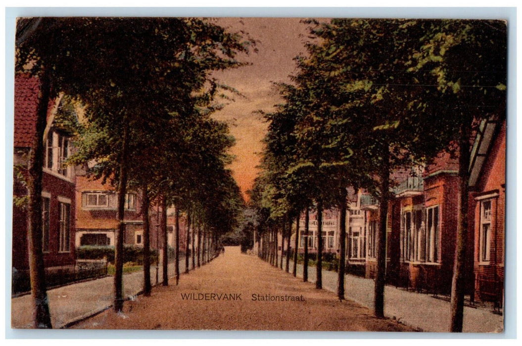 1923 Scene at Station Street Wildervank Netherlands Posted Antique Postcard