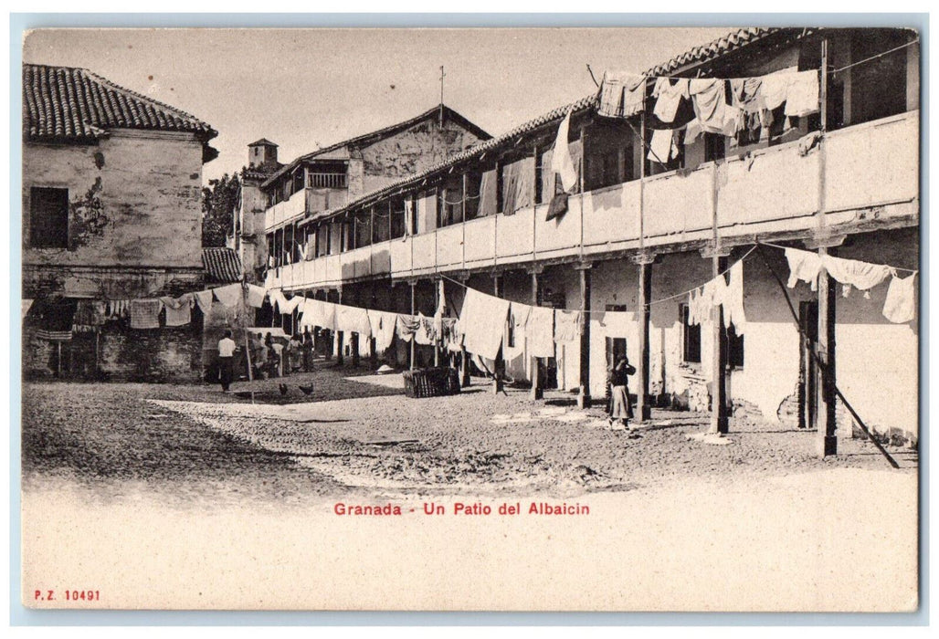 c1905 A Courtyard Of The Albaicin Granada Spain Unposted Antique Postcard