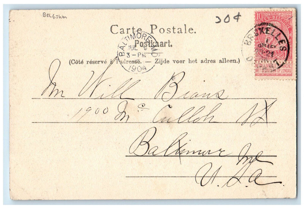 1904 Les Musees Royaux De Peinture Et Sculpture Bruxelles Belgium Postcard