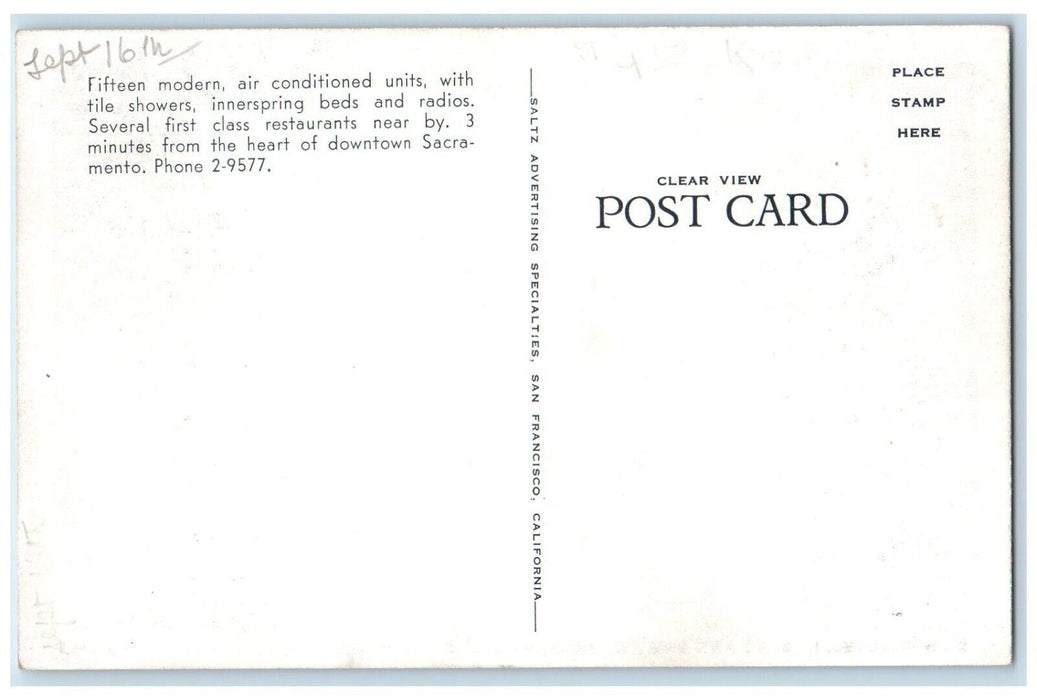 c1940 El Rio Motel Innerspring Beds Restaurant Sacramento California CA Postcard