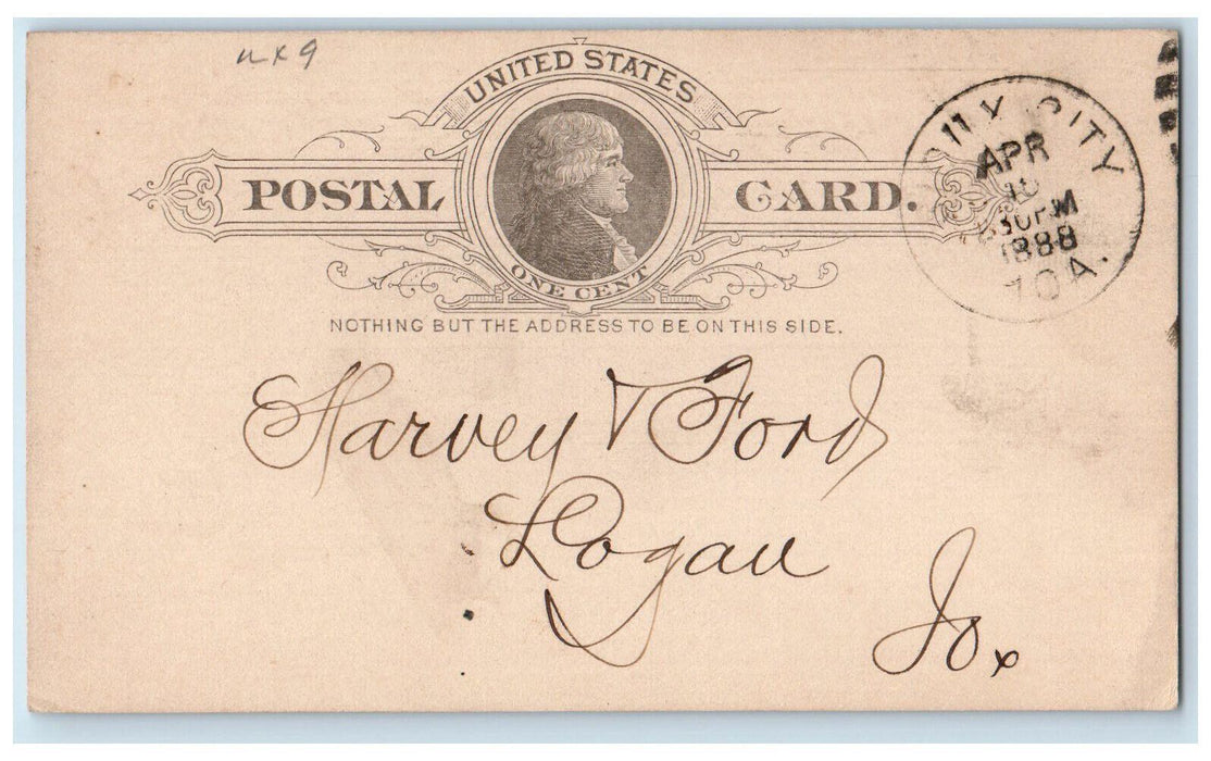 1888 Enclosing $900 Perkins Bros. Co. The Journal Sioux City Iowa IA Postal Card