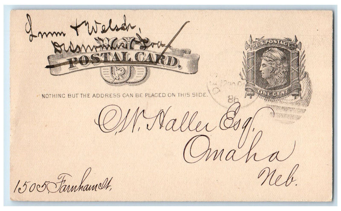 1885 M.A. Lunn J.C. Johnson The Wide Awake Exchange Co Des Moines IA Postal Card