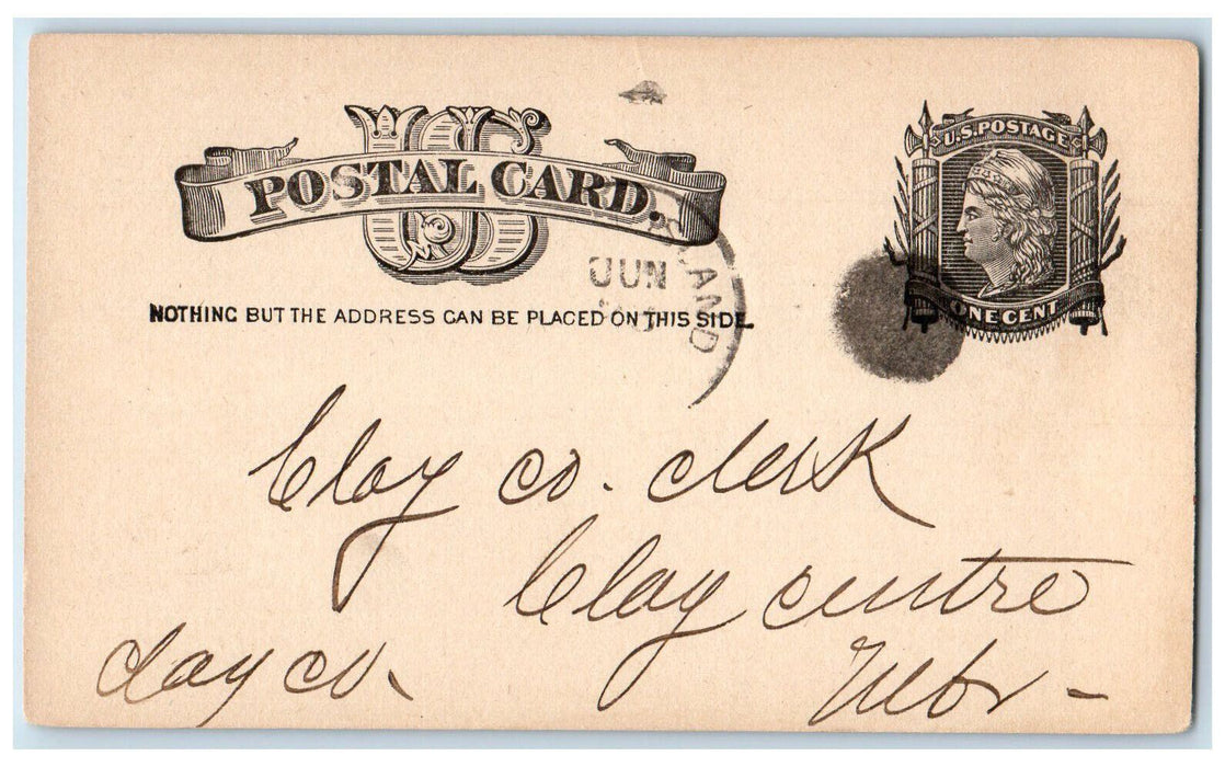 1885 Grand Island Banking Company Clay Co. Clerk Grand Island NE Postal Card