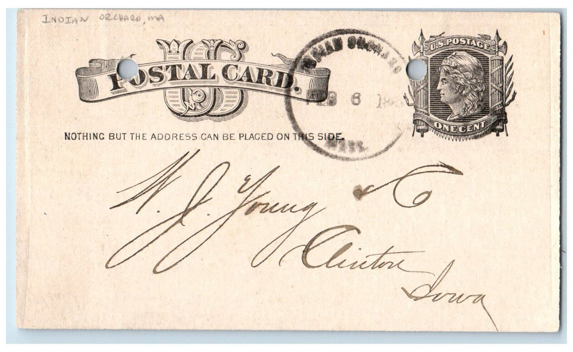 1883 Chapman Value MFG Co Indian Orchard Massachusetts MA Clinton MA Postal Card