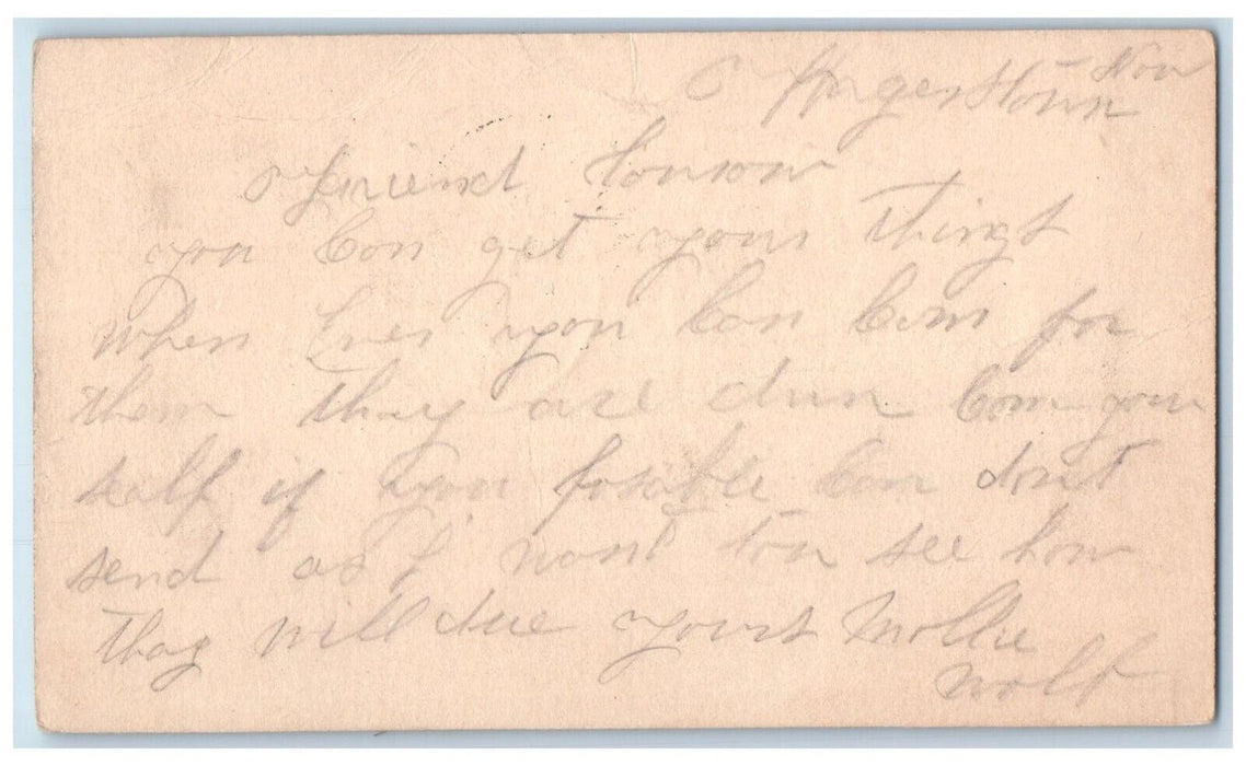 c1880's Message from Wolf About Things Hagerstown Maryland MD Postal Card