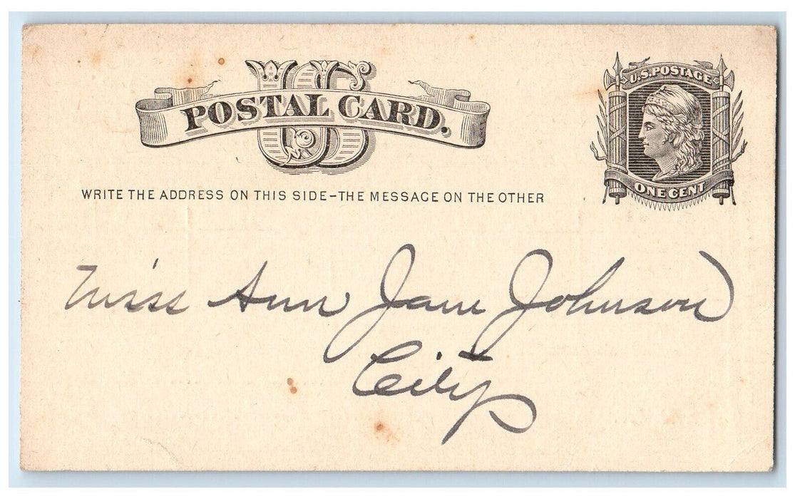1880 Ladies Mutual Aid Fund Union Council No. 8 SH Gibson Postal Card