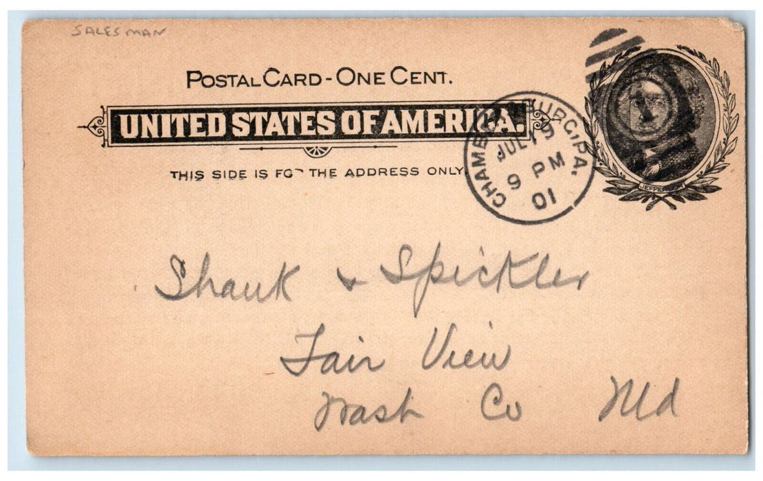 1901 Monroe Bros & Co Rubber Goods Box Calf Salesman Philadelphia PA Postal Card