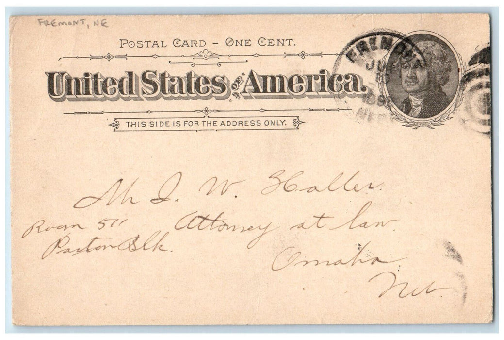 1895 Letter from Julia Fremont NE Omaha Nebraska NE Posted Postal Card