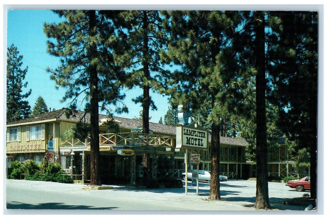 1960 Lampliter Motel South Shore Exterior Parking Lake Tahoe California Postcard