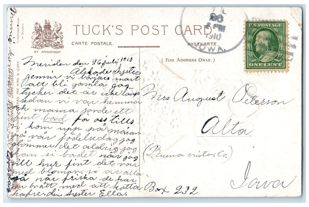 Valentine Token Of Affection Pretty Girl Pansies Flowers Basket Tuck's Postcard