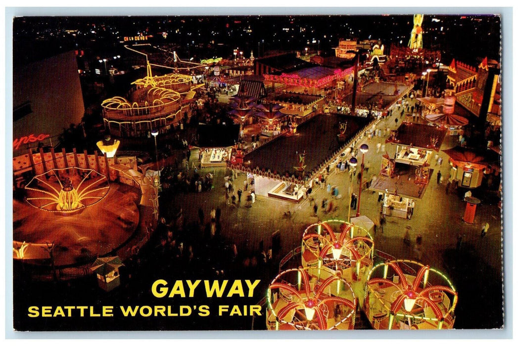 Night Scene On The Gayway Seattle World's Fair Park Washington WA Postcard