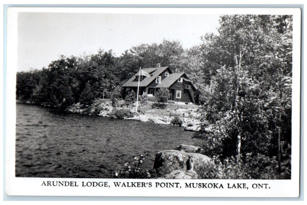 c1940s Arundel Lodge Walkers Point Muskoka Lake Canada RPPC Photo Postcard