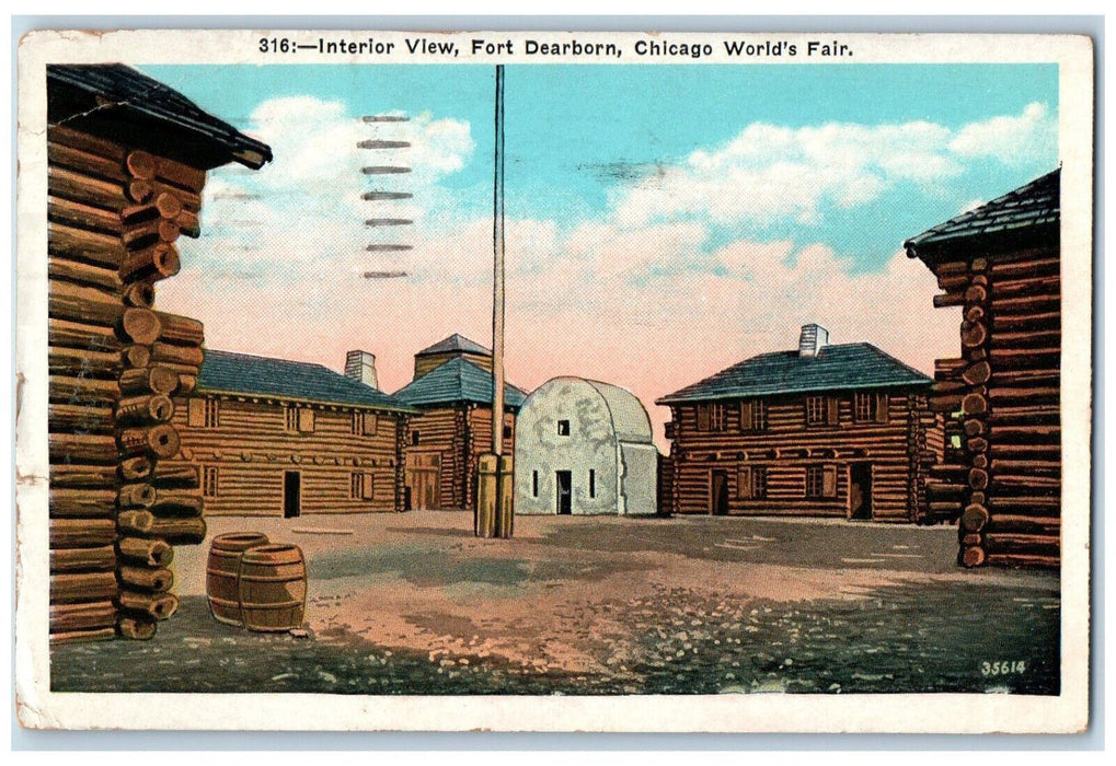 1933 Interior View Fort Dearborn Chicago World's Fair Illinois IL Postcard