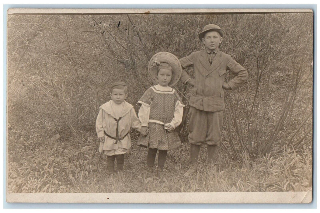 1910 Children Boy Girl Hat Flower Washington DC RPPC Photo Posted Postcard