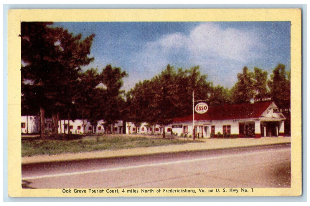 Oak Grove Tourist Court 4 Miles North Of Fredericksburg Virginia VA Postcard