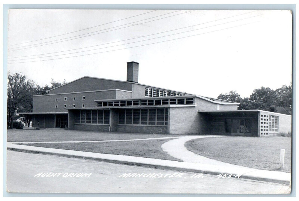 1958 Auditorium Manchester Iowa IA RPPC Photo Posted Postcard