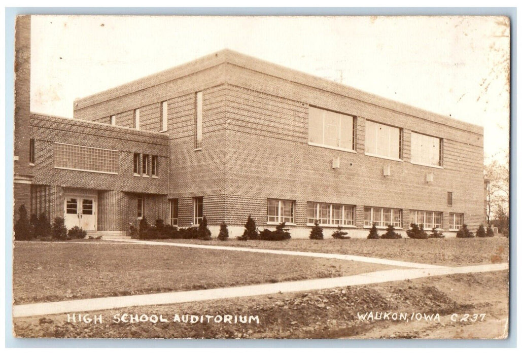 c1940's High School Auditorium Building Waukon IA RPPC Photo Posted Postcard