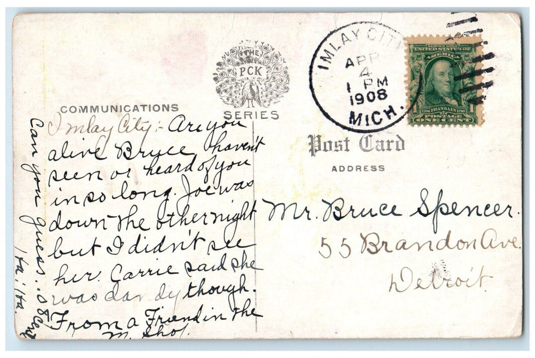 1908 Leap Year Womans Suicide Diving Buildings Imlay City Michigan MI Postcard