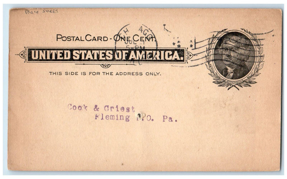 1900 W.R. Mumford Co. Grain Hay Shippers Price Sheet Chicago IL Postal Card