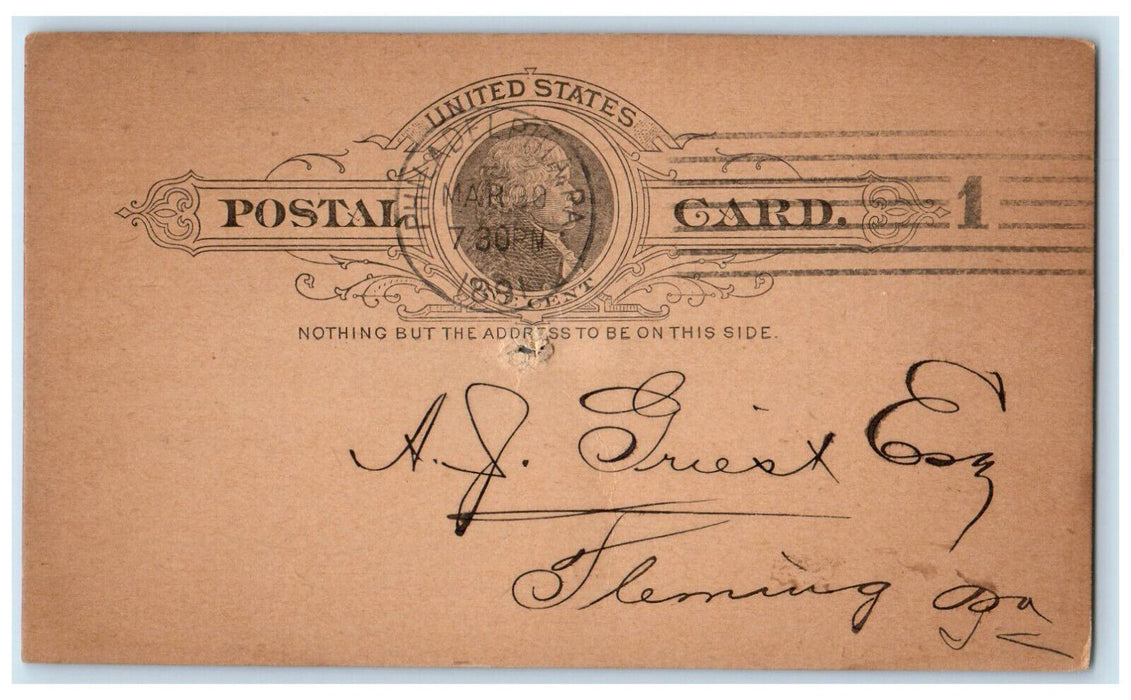 1891 James Spear Stove & Heating Co. Philadelphia Pennsylvania PA Postal Card