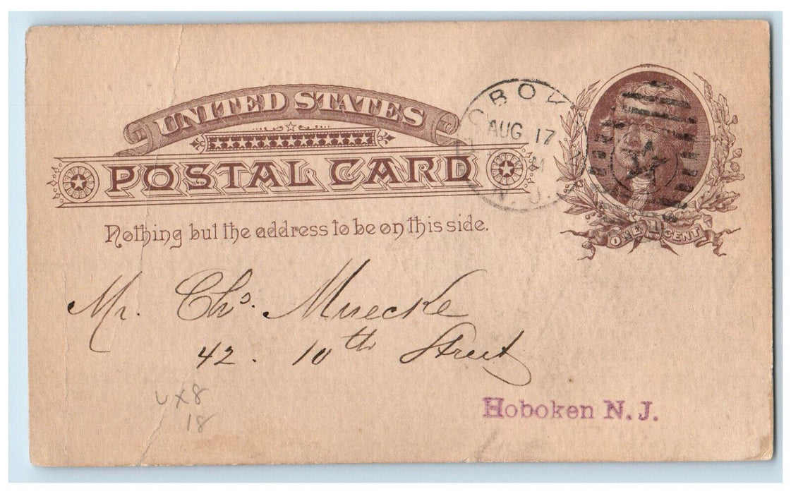 1886 Lessing Council No. 333 ALH Hoboken New Jersey NJ Posted Postal Card