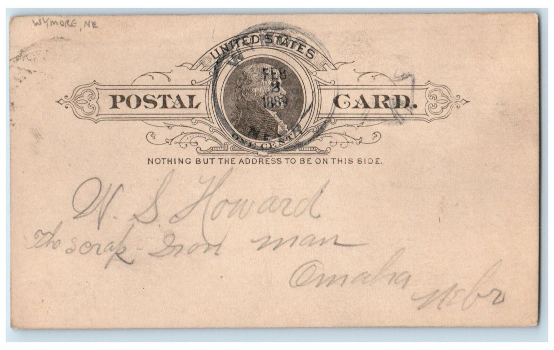 1889 Gathered 3 Tons of Iron WS Howard Omaha NE Wymore Nebraska NE Postal Card