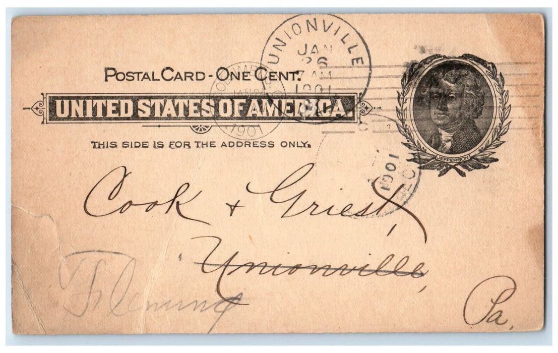 1901 Percy R Hynson Shipper of Grain and Hay Columbus Ohio OH Postal Card