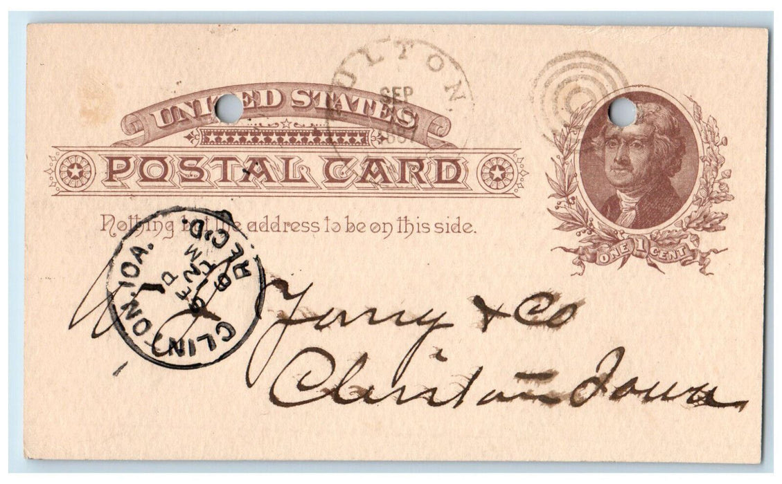 1887 Fulton Roller Mills Taylor & Delano Fulton Kansas KS Postal Card