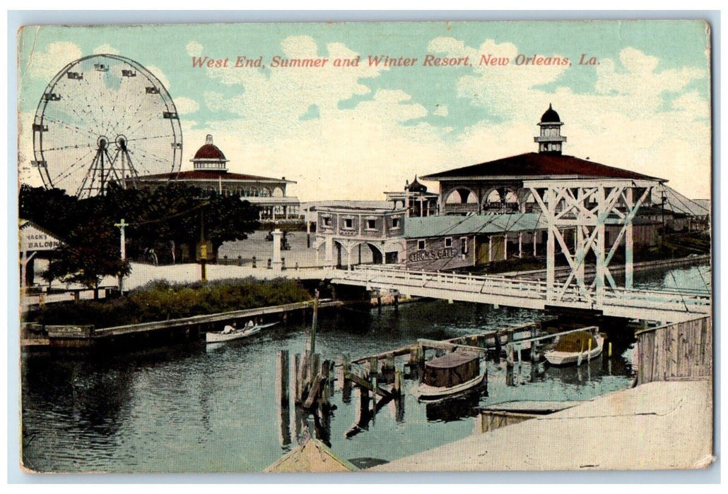 1914 West End Summer And Winter Resort Ferris Wheel New Orleans LA Postcard