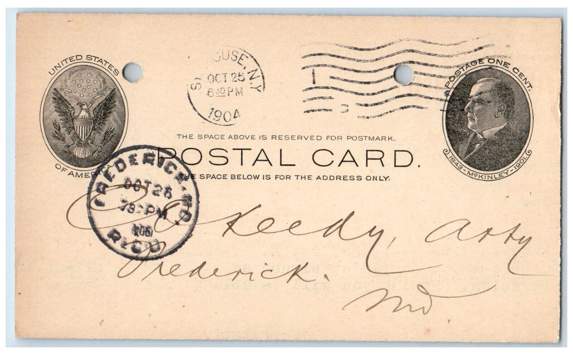 1904 Collection Department Of RG Dun & Co. Syracuse New York NY Postal Card